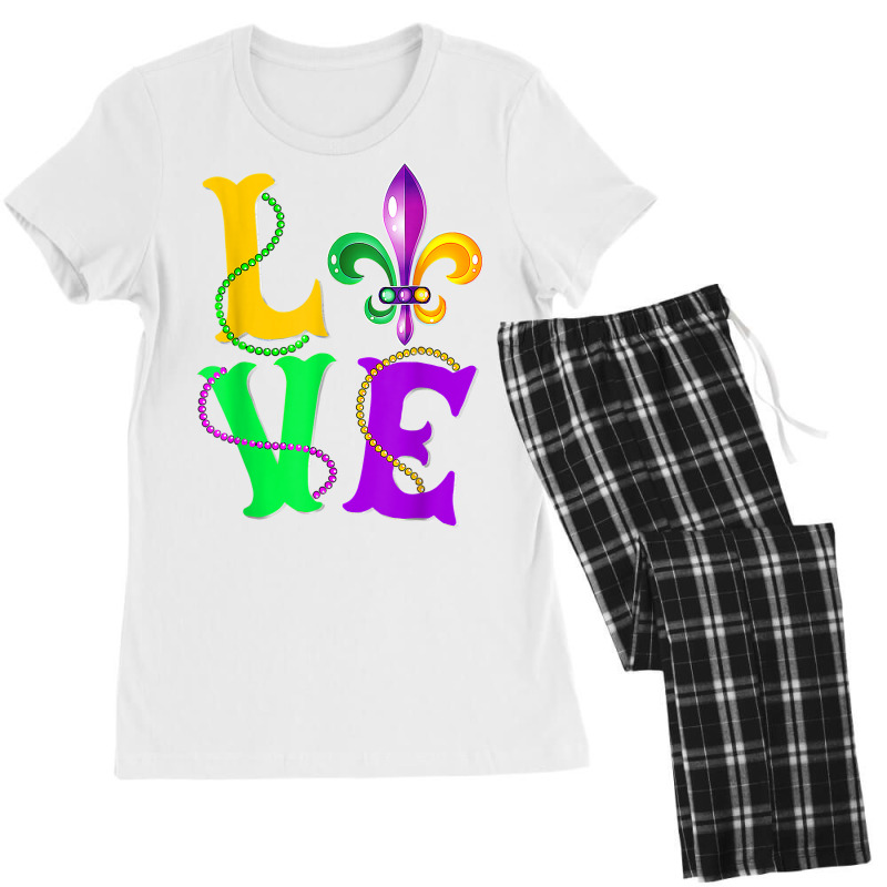 Love Mardi Gras Party Tuesday Parade Festival Girls Women T Shirt Women's Pajamas Set by hoasantiaz | Artistshot