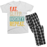 Eat Sleep Hockey Repeat Retro Vintage Gift Men's T-shirt Pajama Set | Artistshot