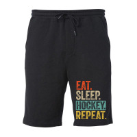 Eat Sleep Hockey Repeat Retro Vintage Gift Fleece Short | Artistshot