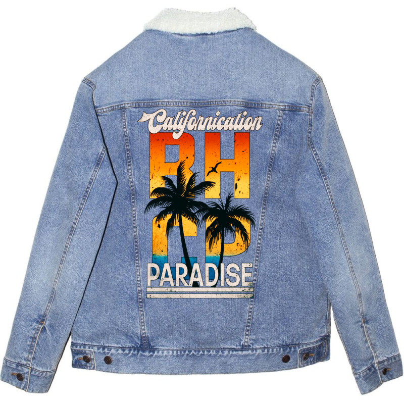 Paradise California Retro Art Funny Unisex Sherpa-Lined Denim Jacket by almsrikamel6 | Artistshot