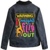 Gymnastics  Warning I Might Flip Out Unisex Sherpa-lined Denim Jacket | Artistshot