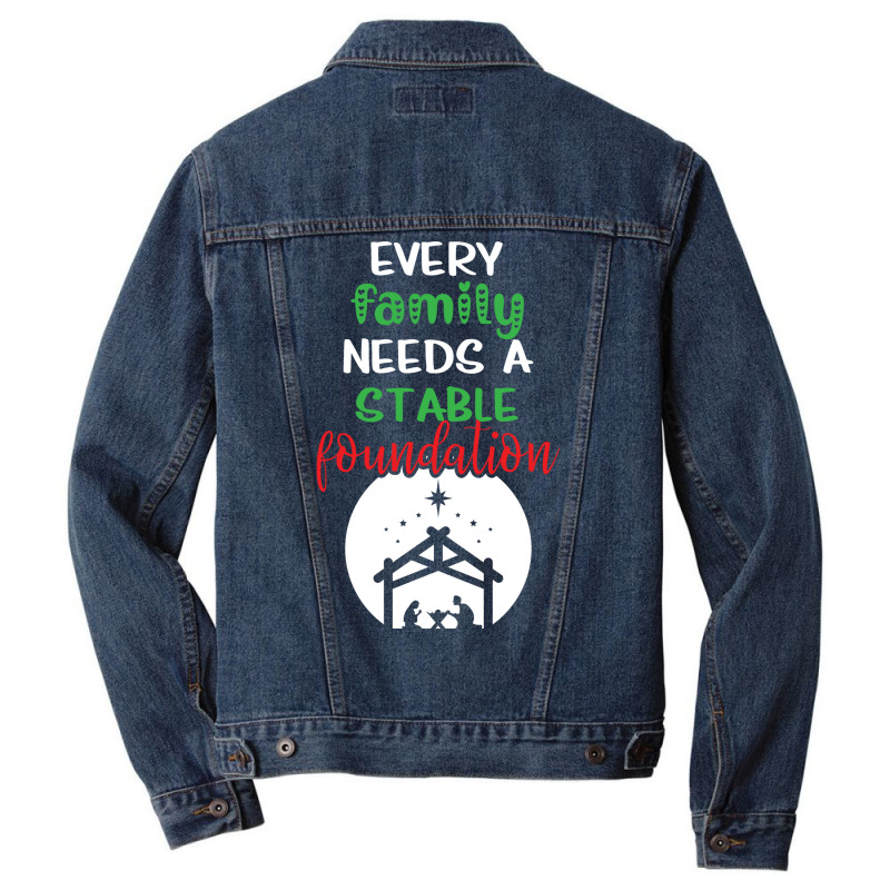 Every Family Needs A Stable Foundation Religious Christmas Hippie Men Denim Jacket | Artistshot