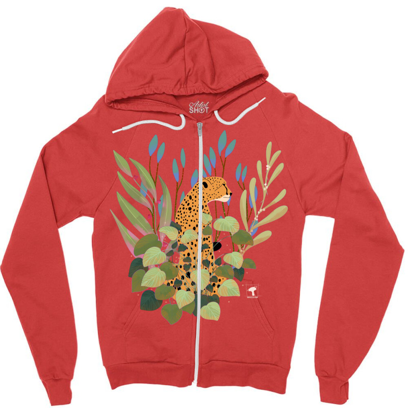 Theres A Cheetah In My Plants Red Zipper Hoodie | Artistshot