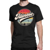 Limited Edition Retro Illinois Home State Il Cool 70s Style Sunset Classic T-shirt | Artistshot