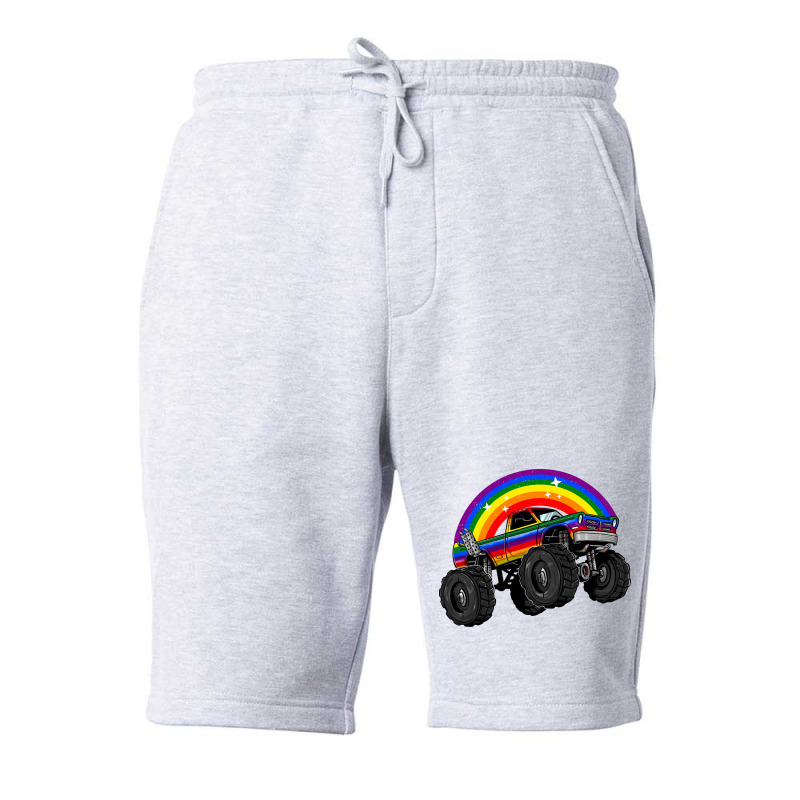 Lgbt Monster Truck Rainbow Flag Lgbtq Car Gay Pride Month Cool Fleece Short | Artistshot