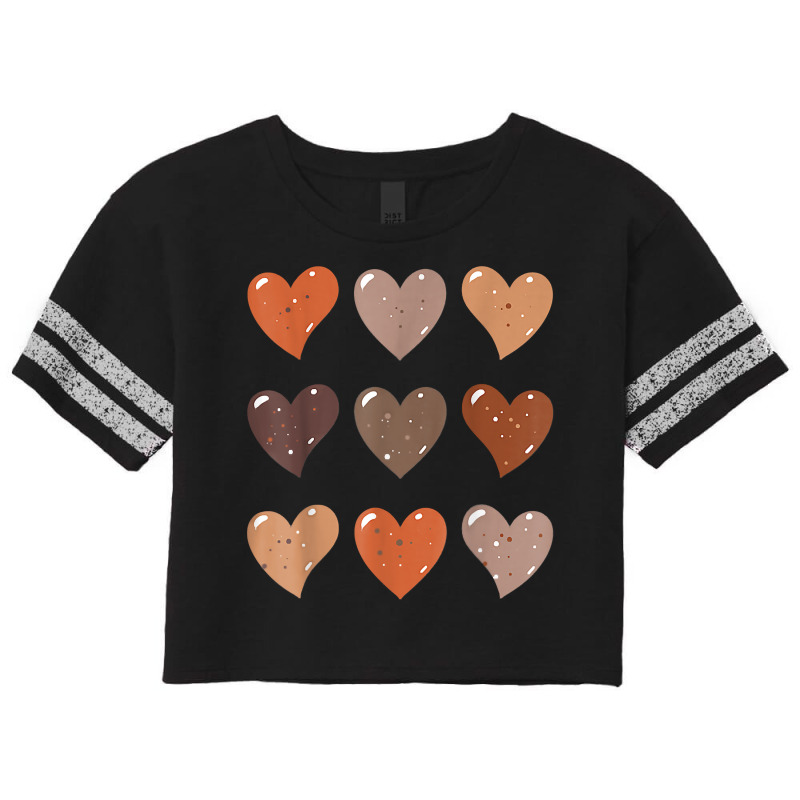 Melanin Skin Tone Hearts, Be Kind, Black History Month Tees T Shirt Scorecard Crop Tee | Artistshot