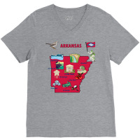 Tourist Attractions Map Of Arkansas State Usa Major Cities  Music V-neck Tee | Artistshot