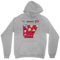 Tourist Attractions Map Of Arkansas State Usa Major Cities  Music Unisex Hoodie | Artistshot