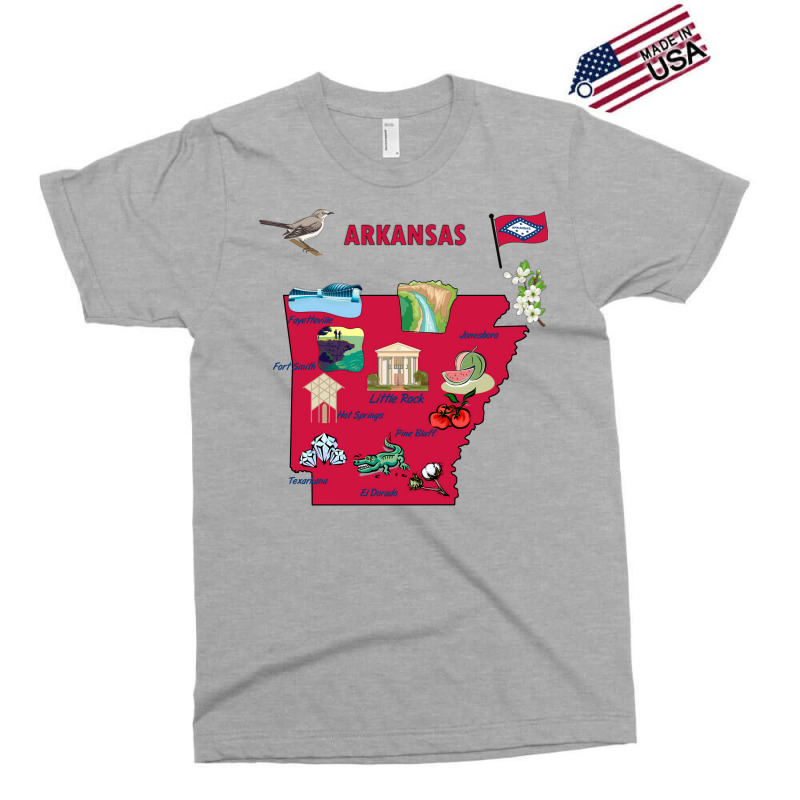 Tourist Attractions Map Of Arkansas State Usa Major Cities  Music Exclusive T-shirt | Artistshot