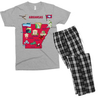 Tourist Attractions Map Of Arkansas State Usa Major Cities  Music Men's T-shirt Pajama Set | Artistshot