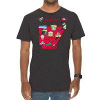 Tourist Attractions Map Of Arkansas State Usa Major Cities  Music Vintage T-shirt | Artistshot