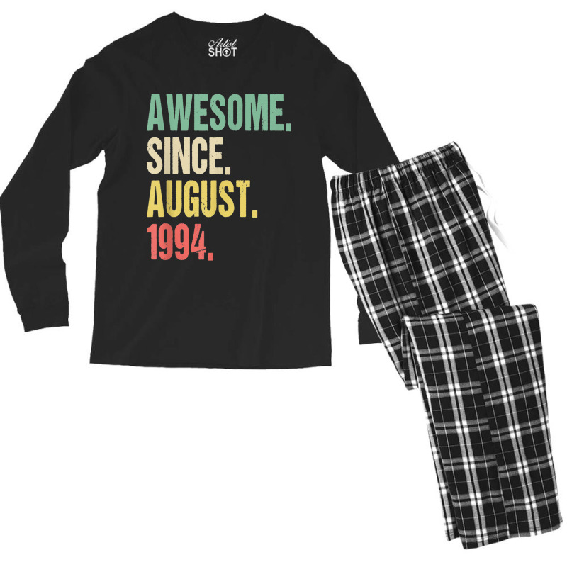 25th 1994 Birthday Awesome August Men's Long Sleeve Pajama Set by ALFREDMCGOWAN | Artistshot