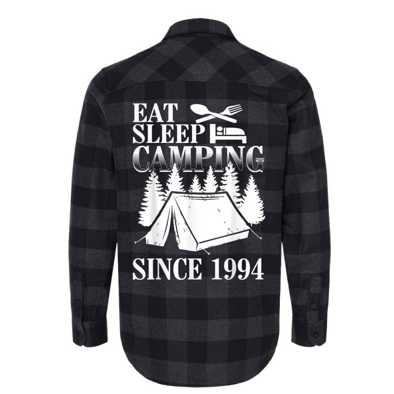 25th Birthday Eat Sleep Camping Camper Flannel Shirt by ALFREDMCGOWAN | Artistshot