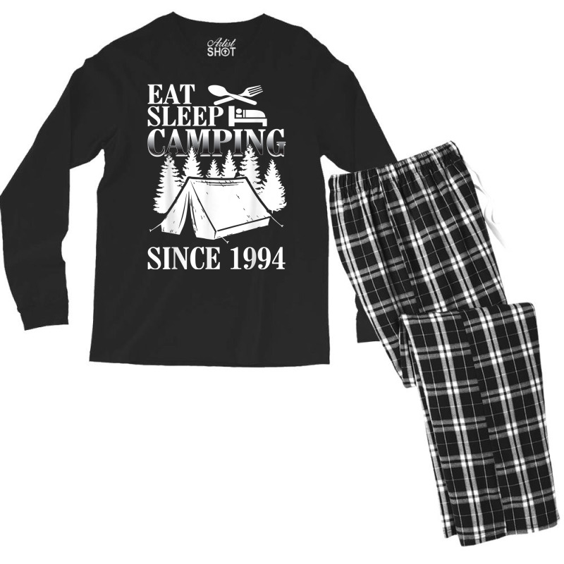 25th Birthday Eat Sleep Camping Camper Men's Long Sleeve Pajama Set by ALFREDMCGOWAN | Artistshot