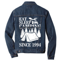 25th Birthday Eat Sleep Camping Camper Men Denim Jacket | Artistshot