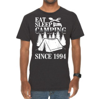 25th Birthday Eat Sleep Camping Camper Vintage T-shirt | Artistshot