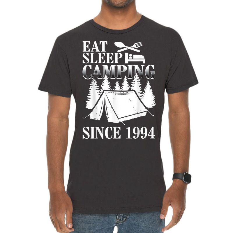 25th Birthday Eat Sleep Camping Camper Vintage T-Shirt by ALFREDMCGOWAN | Artistshot