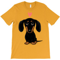 Black And Tan Dachshund With Heart  Cute Cartoon Wiener Dog T-shirt | Artistshot