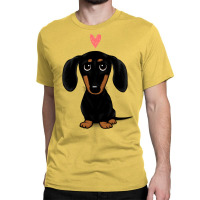 Black And Tan Dachshund With Heart  Cute Cartoon Wiener Dog Classic T-shirt | Artistshot