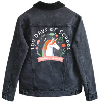 100 Days Of School 100 Days Smarter Quote Unisex Sherpa-lined Denim Jacket | Artistshot