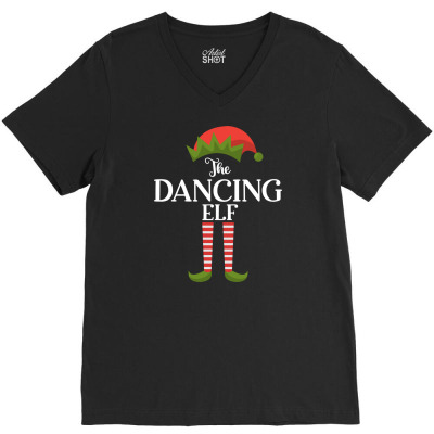Dancing Elf Funny Family Christmas Matching V-neck Tee Designed By Youart