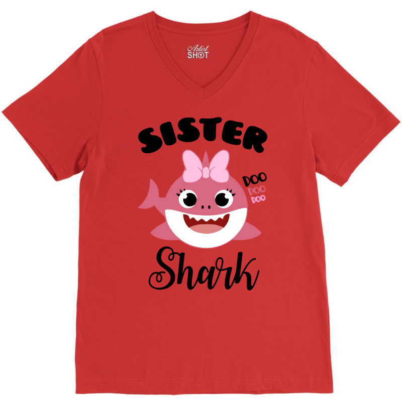 Cute Sister Shark Vintage V-Neck Tee by koyunsnoerw | Artistshot