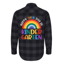 Happy 100th Day Of School Kindergarten Teacher Girls Rainbow 80s Flannel Shirt | Artistshot