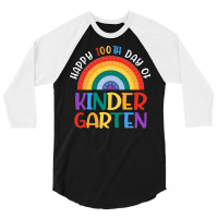 Happy 100th Day Of School Kindergarten Teacher Girls Rainbow 80s 3/4 Sleeve Shirt | Artistshot