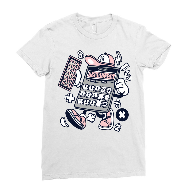 A Calculator Wearing A Hat That Looks Like It's Running Ladies Fitted T-Shirt by Rezahelmi | Artistshot