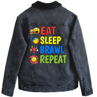 Eat Sleep Brawl Repeat 70s Unisex Sherpa-lined Denim Jacket | Artistshot