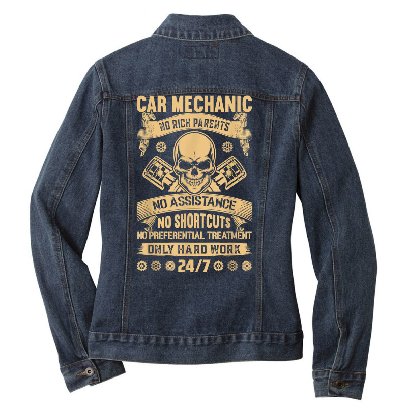 Mechanic Handyman Workshop Mechanical Engineer Car Vehicle T Shirt Ladies Denim Jacket by kaykemyjoa | Artistshot