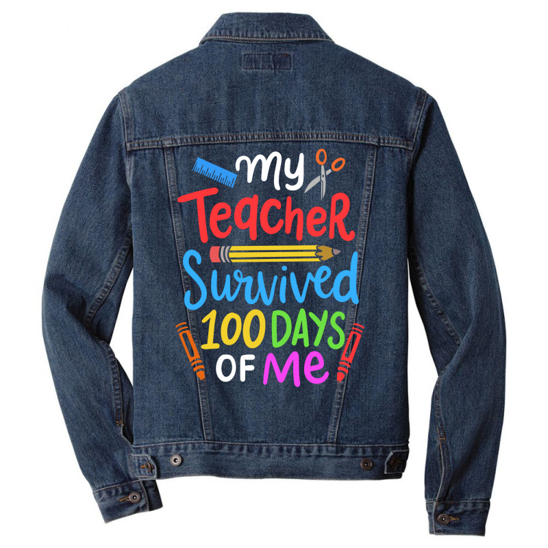 100 Days Of School Student Cute Men Denim Jacket | Artistshot