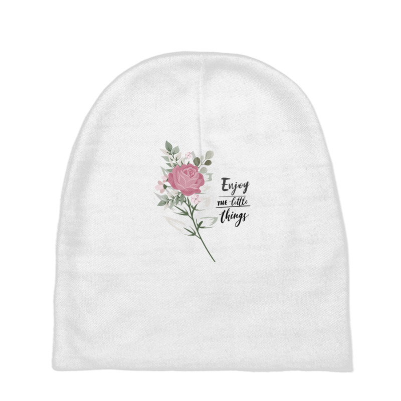 Enjoy The Little Things Shirt Flowers Trendy Quote Baby Beanies | Artistshot