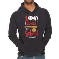 100 Days Of School Baseball Music Vintage Hoodie | Artistshot