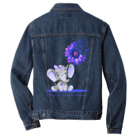 Hot Trend Osteogenesis Imperfecta Awareness Cute Elephant Sunflower Bl Men Denim Jacket | Artistshot