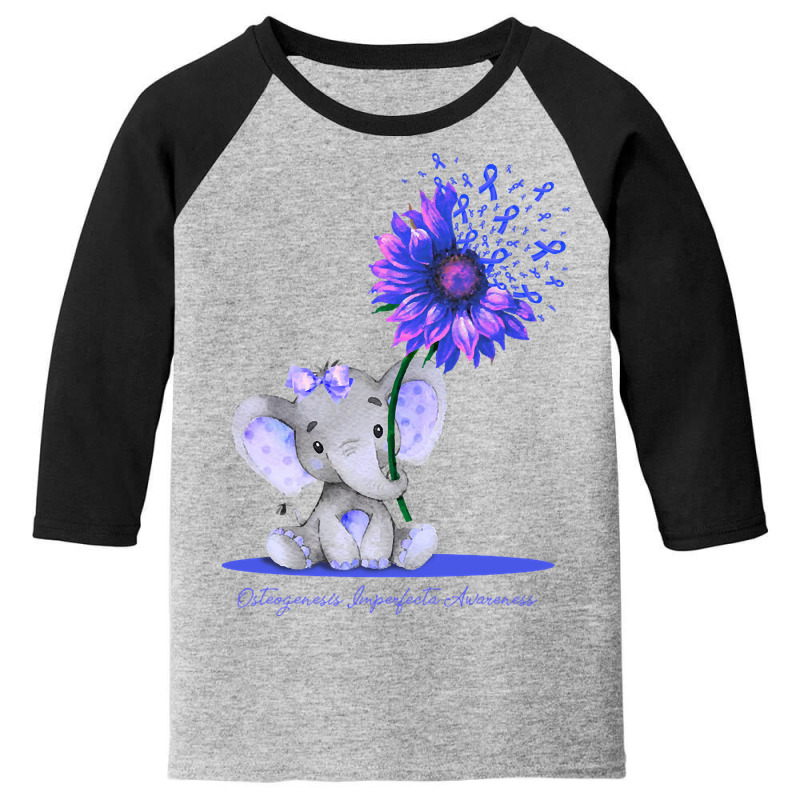 Hot Trend Osteogenesis Imperfecta Awareness Cute Elephant Sunflower Bl Youth 3/4 Sleeve by greggjvandervor | Artistshot