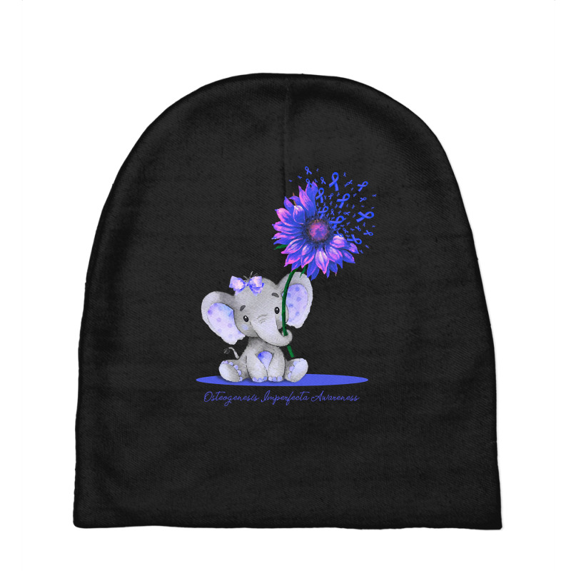 Hot Trend Osteogenesis Imperfecta Awareness Cute Elephant Sunflower Bl Baby Beanies by greggjvandervor | Artistshot