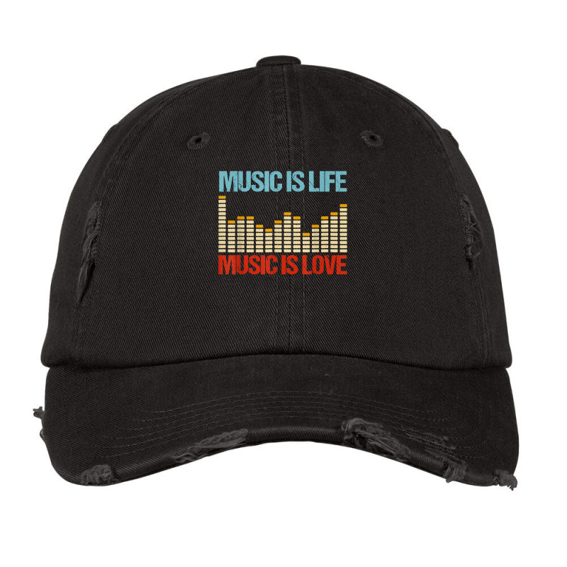 Music Is Life Music Is Love Equalizer Spectrum Analyzer T Shirt Vintage Cap by araceliphexy | Artistshot