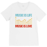 Music Is Life Music Is Love Equalizer Spectrum Analyzer T Shirt V-neck Tee | Artistshot