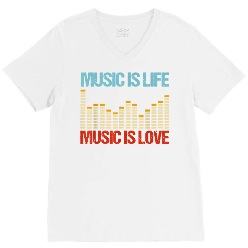 Music Is Life Music Is Love Equalizer Spectrum Analyzer T Shirt V-Neck Tee by araceliphexy | Artistshot