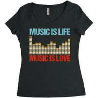 Music Is Life Music Is Love Equalizer Spectrum Analyzer T Shirt Women's Triblend Scoop T-shirt | Artistshot