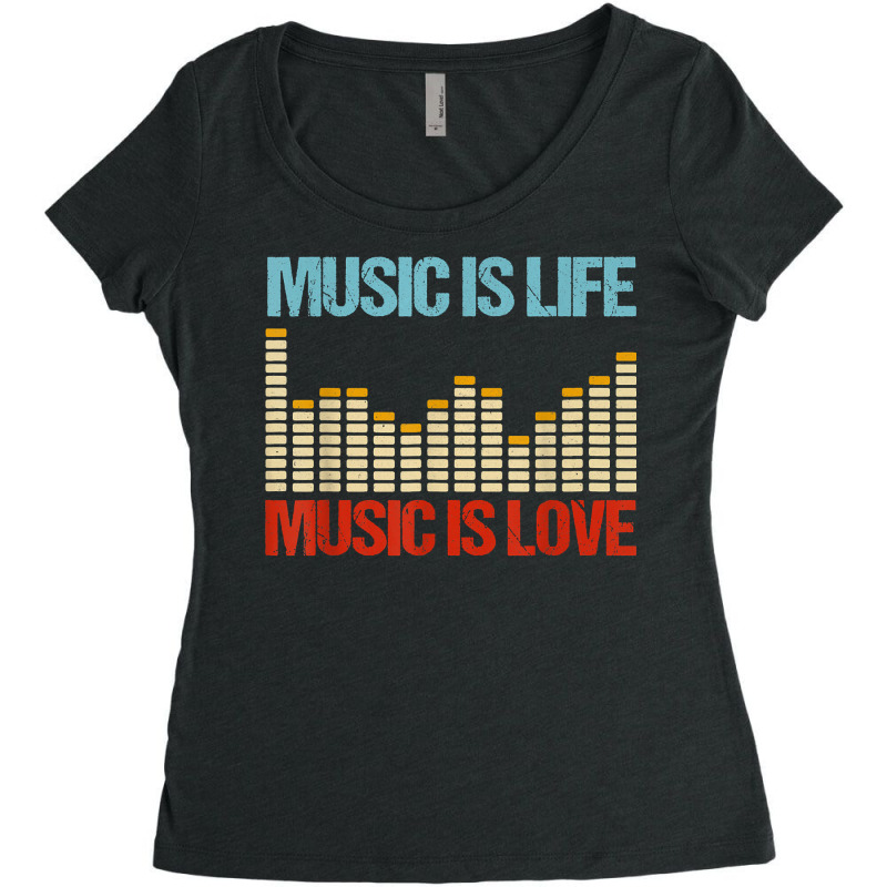 Music Is Life Music Is Love Equalizer Spectrum Analyzer T Shirt Women's Triblend Scoop T-shirt by araceliphexy | Artistshot