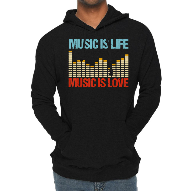 Music Is Life Music Is Love Equalizer Spectrum Analyzer T Shirt Lightweight Hoodie by araceliphexy | Artistshot