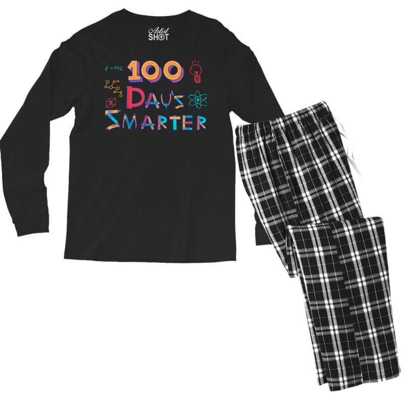 100 Days Smarter Blue Men's Long Sleeve Pajama Set | Artistshot