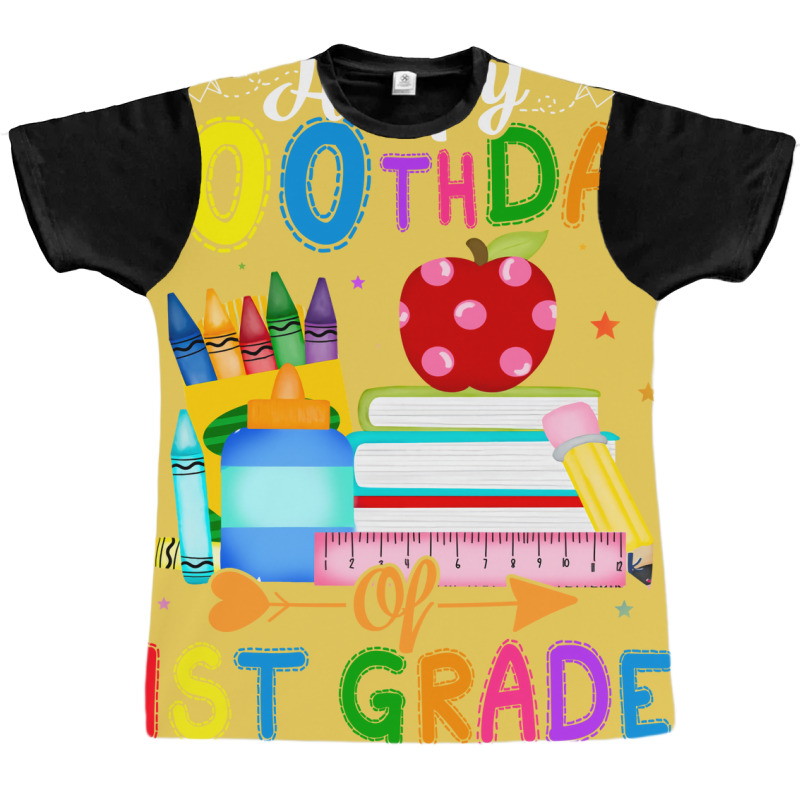 Happy 100th Day Of 1st Grade Teacher 100 Days Of School Boys Red Graphic T-shirt | Artistshot