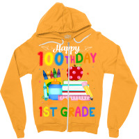 Happy 100th Day Of 1st Grade Teacher 100 Days Of School Boys Red Zipper Hoodie | Artistshot