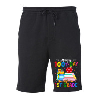 Happy 100th Day Of 1st Grade Teacher 100 Days Of School Boys Red Fleece Short | Artistshot