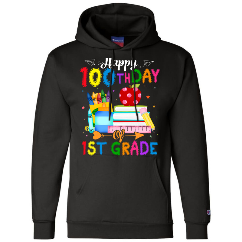 Happy 100th Day Of 1st Grade Teacher 100 Days Of School Boys Red Champion Hoodie | Artistshot