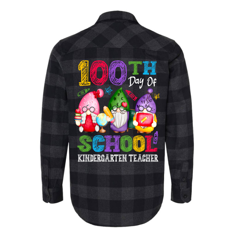 Happy 100th Day Of School Cute Gnome Kindergarten Teacher Trending Flannel Shirt | Artistshot