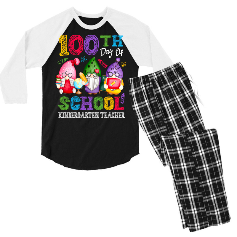 Happy 100th Day Of School Cute Gnome Kindergarten Teacher Trending Men's 3/4 Sleeve Pajama Set | Artistshot